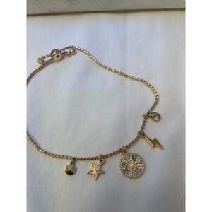 Jane Marie Gold Tone Adjustable Bolo Bracelet Star Lightning Bolt Charm